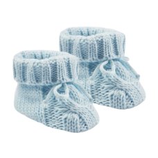 S415-B: Blue Cable Knit Bootees